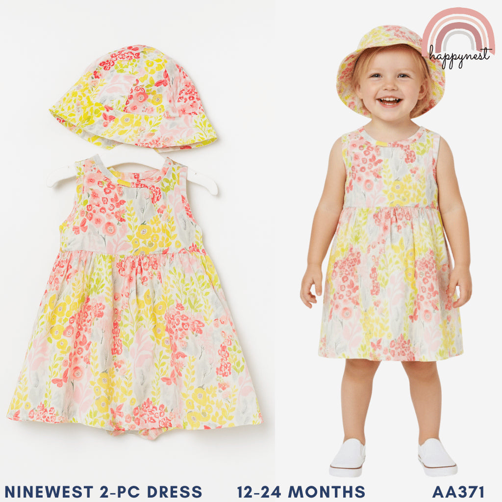 Nine West Floral Dress with Hat for Baby Girls 12–24 Months Old AA371