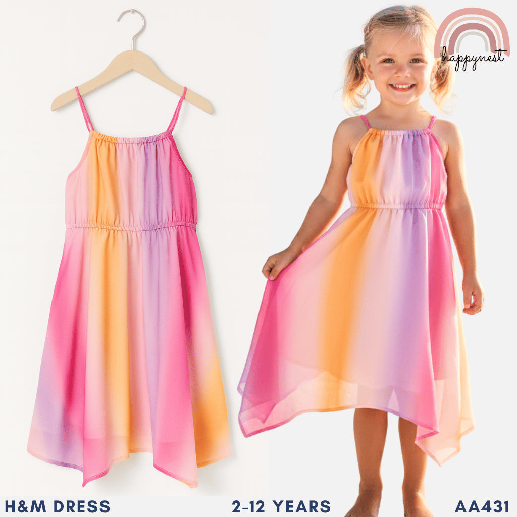 Girls Sunset Ombre Spaghetti Strap Dress (2-12Y) | AA431