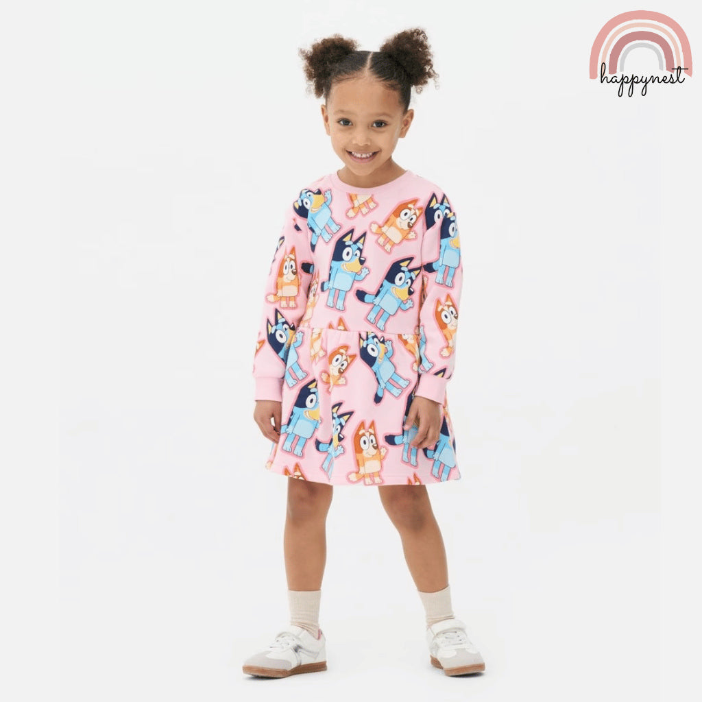 Bluey Dress for Girls Long Sleeve 2-7Y AA430
