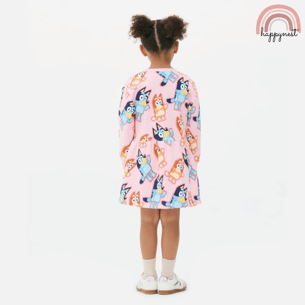 Bluey Dress for Girls Long Sleeve 2-7Y AA430