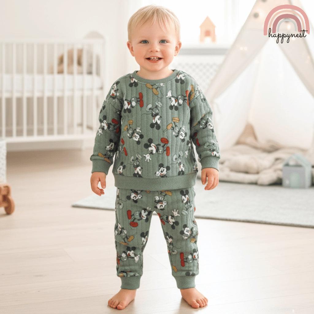 MICKEY MOUSE Disney 4PC Set Baby Toddler Pajama Sleepwear Bodysuit 9M-2Y AA442