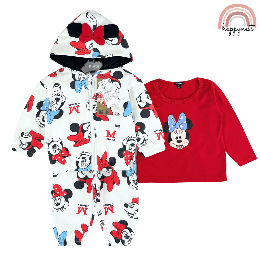 Minnie Baby 3PC Set White Red Jacket Jogger Pants NB-18M Hoodie SS602