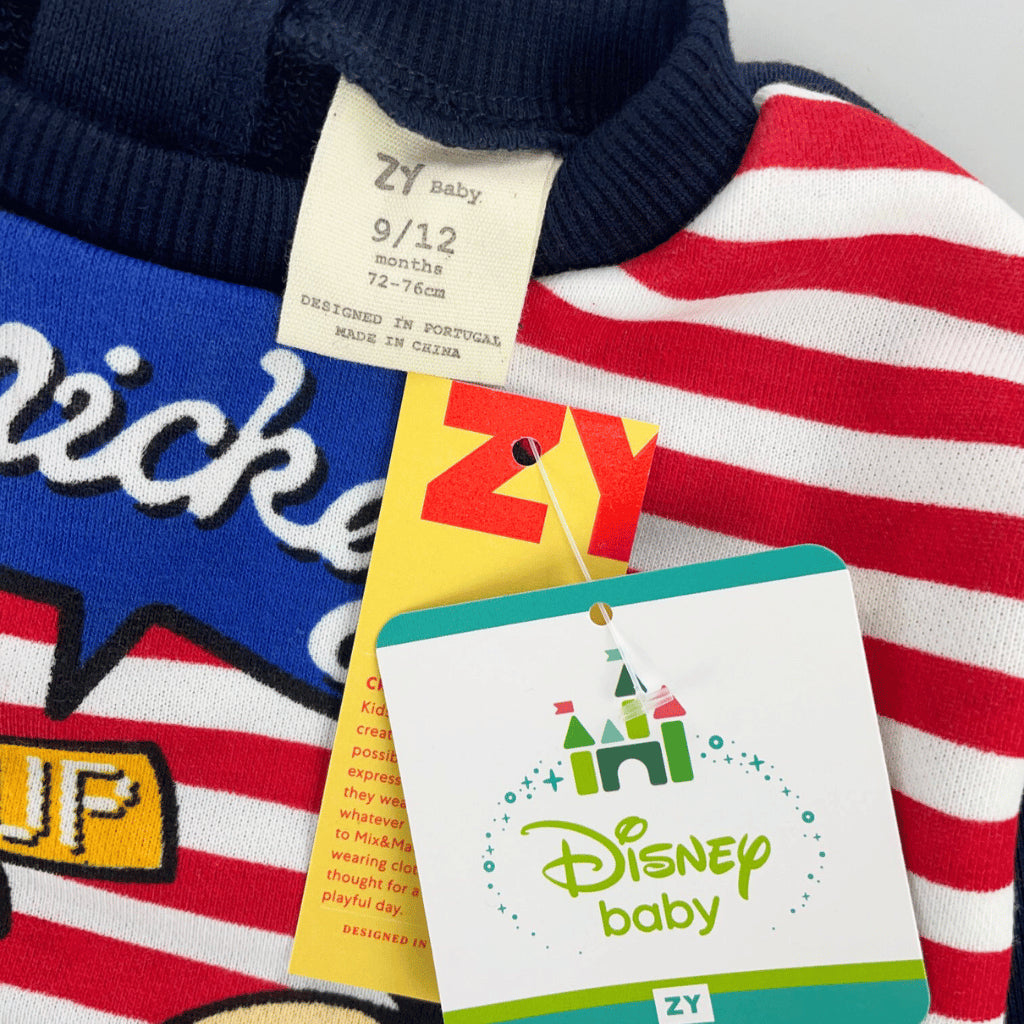 Mickey & Pluto Terno Set Baby Boys Cotton Sweater Joggers Striped Navy 6-36M SS635