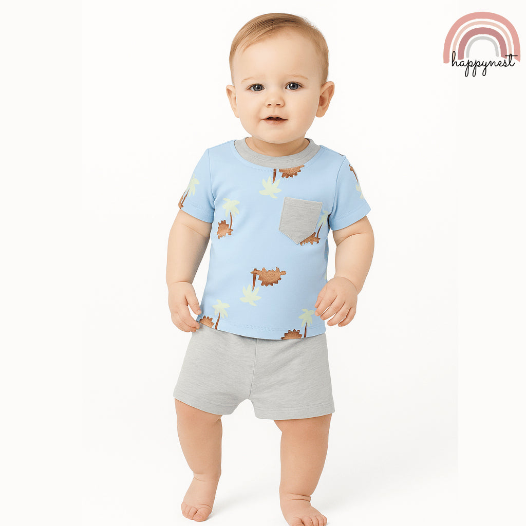 Tedmimak Baby Boy 3-Piece Blue Dino Print 0-18 Months AA271