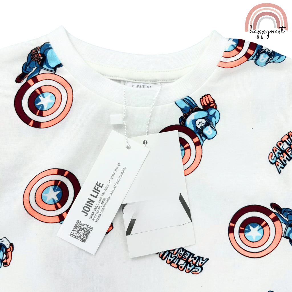 Marvel Captain America Boys 2-Pc T-Shirt & Shorts Set | Heroic All-Over Print | 2-10 Years (AA485)