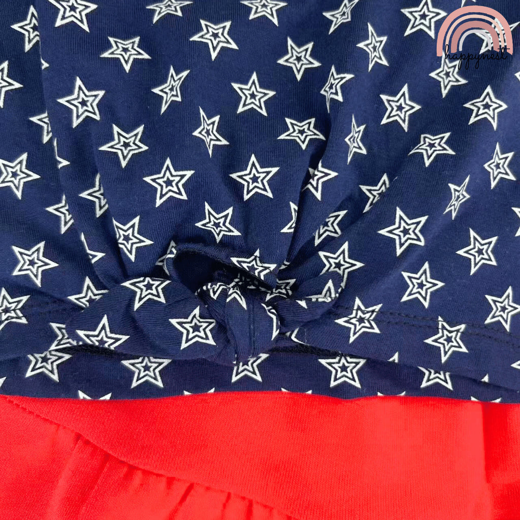 Blue Red Girls 2-Pc Sleeveless Set | Sequin Heart & Stars | Navy & Red | 2-10 Years (AA487)