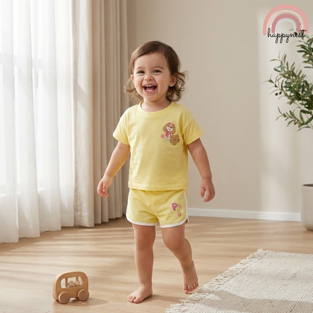 PAW Patrol Skye Kids 2-Pc Set | Soft Cotton T-Shirt & Shorts (B53) 9 Months - 4 Years