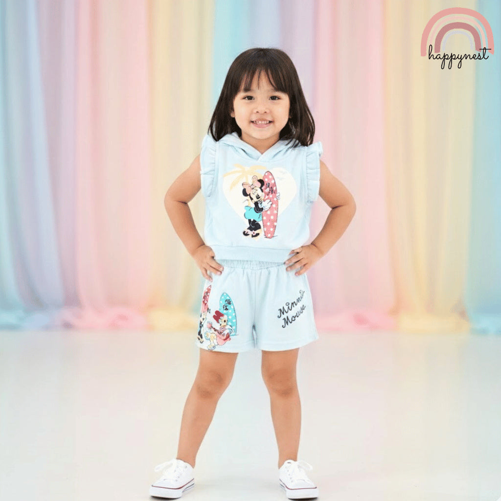 Minnie Mouse Summer Vibes 2-PC Hoodie & Shorts Set (AA490) | 2-6 years