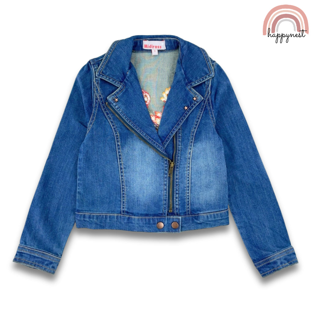 Classic Kids' Denim Biker Jacket for Girls (AA495) | 6-12 Years