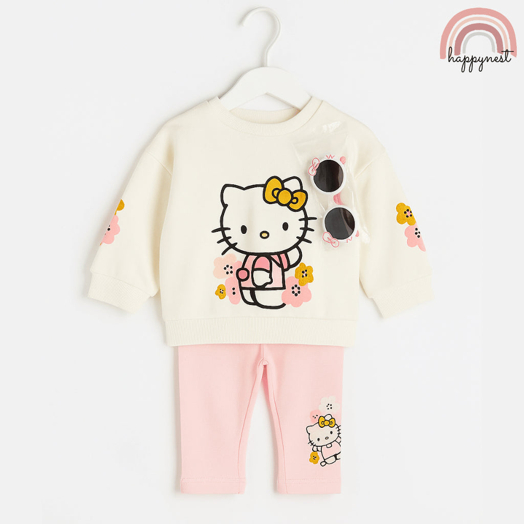 Hello Kitty 3PC Outfit – Long Sleeve Top, Pink Leggings & Sunglasses | 6–36M (SS560)