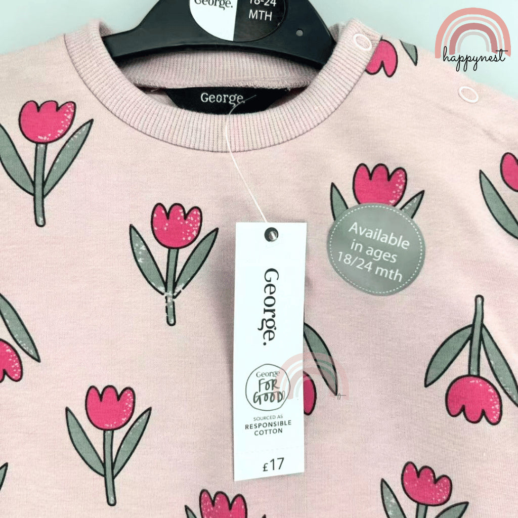 George Tulip Print 2-Piece Sweater & Leggings Set for Baby Girls (3–36M) | SS548