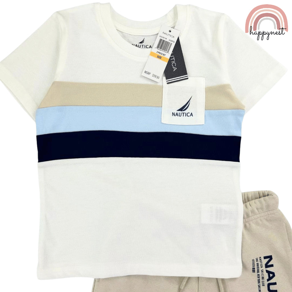 Nautica Boys 2-Piece Shirt & Shorts Summer Set (2–10 Years) | AA355