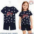 Navy Floral 2-Piece Girl Shirt & Shorts Set (2–10 Years) | AA353