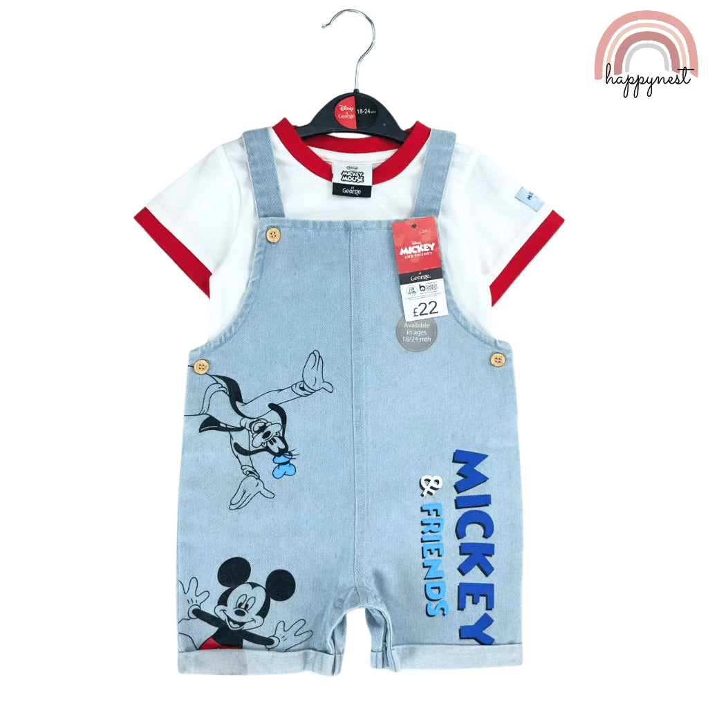 Mickey & Friends 2-Piece Baby Denim Jumper + Shirt Set (3–36 Months) | AA358
