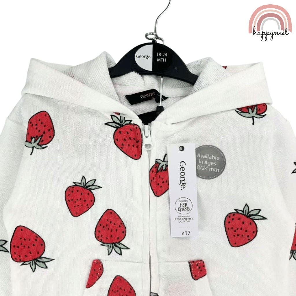 George 2-Piece Strawberry Zip Hoodie & Mint Jogger Baby Set (3–36 Months) | SS550