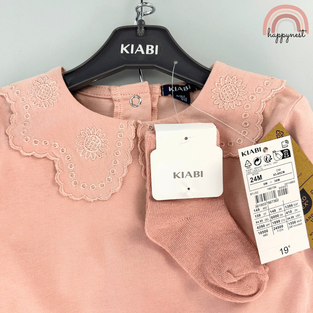 Kiabi Baby Set with Scallop Collar Top, Denim & Socks 3-Piece (3–36 Months) | SS552