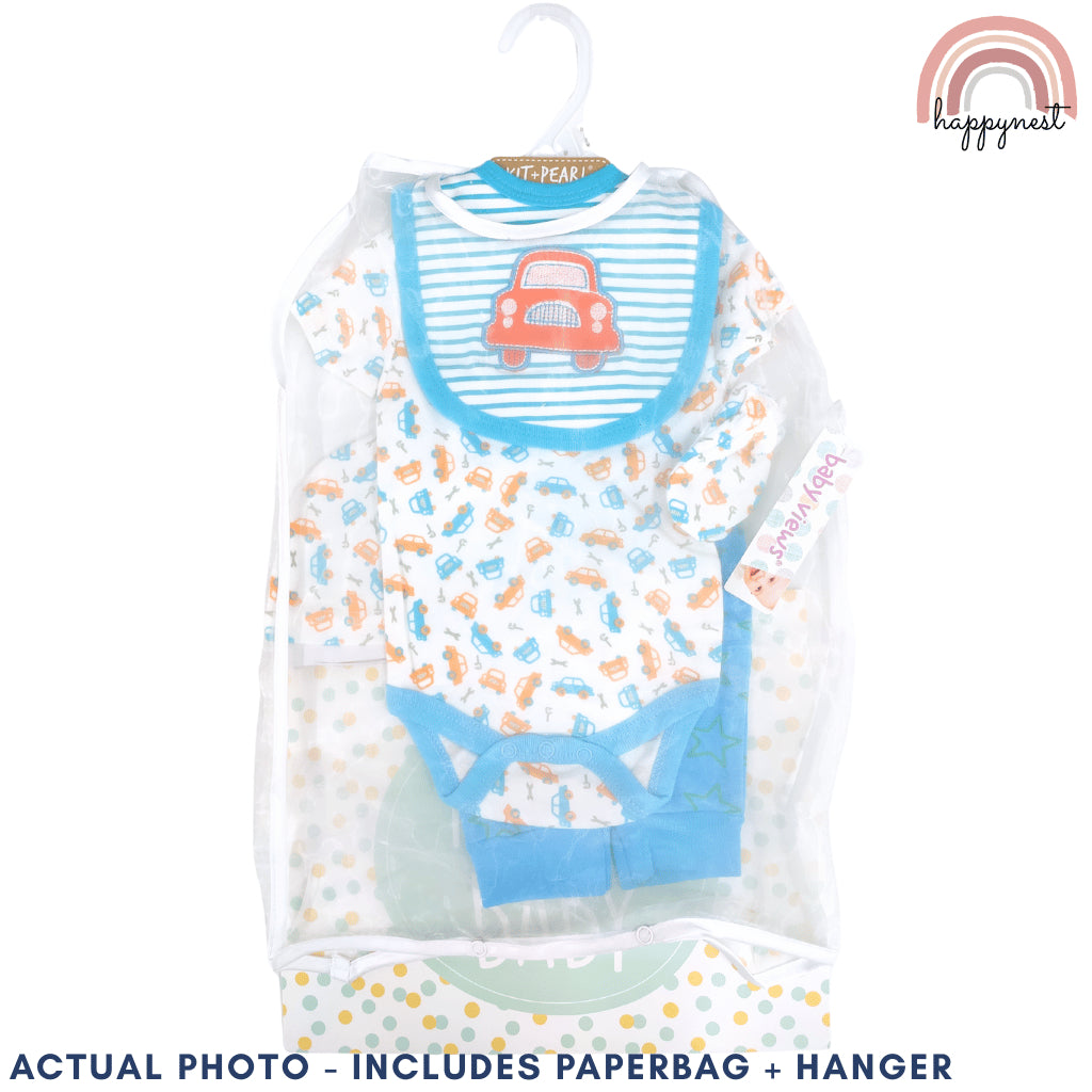 Baby Boy Set with Bib & Pants Blue 0–6 Months AA385
