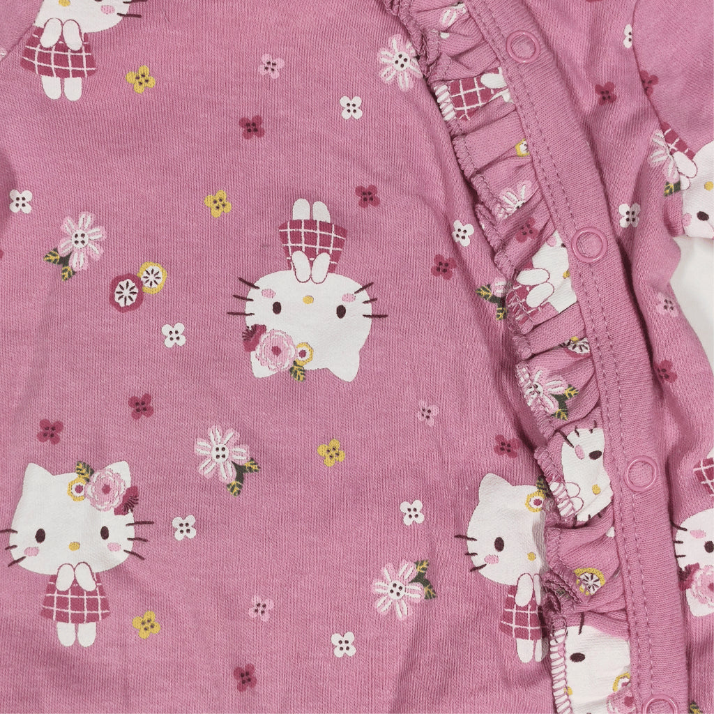 Hello Kitty Baby Overalls Footed Sleeper & Headband Set - Pink AA393 Newborn - 9 Months