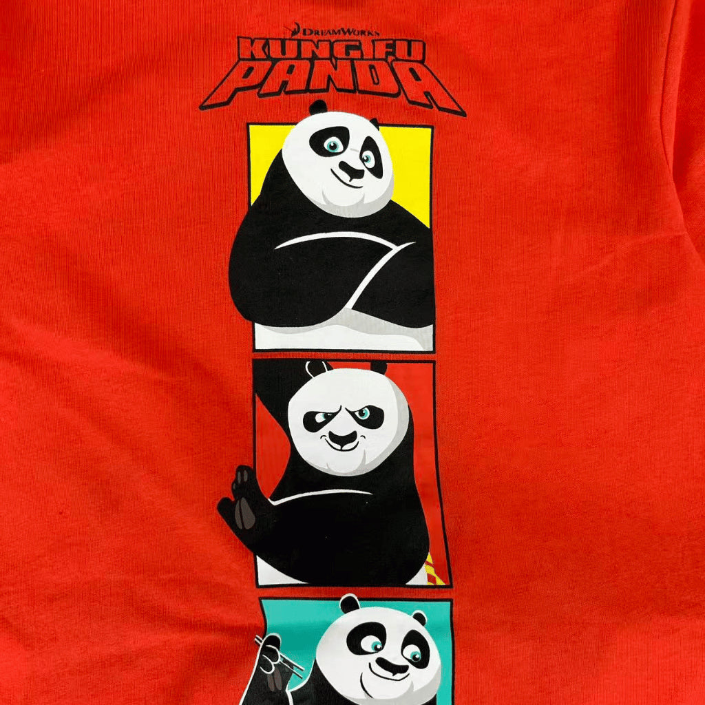 Kung Fu Panda Terno T-Shirt & Shorts Set for Kids Po Outfit Red Black 2-10Y AA449