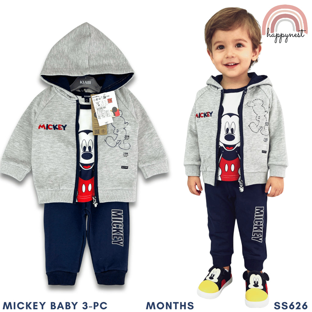 KIABI Mickey Mouse 3-PC Terno Hoodie Set (6-36M) | SS626