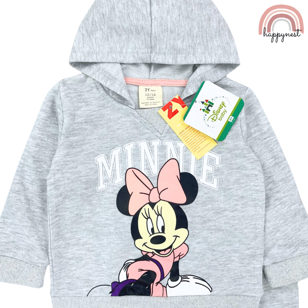 Minnie Mouse Girls 2PC Set Gray Hoodie Jogger Pants Baby Toddler Pambahay 9M-2Y SS603