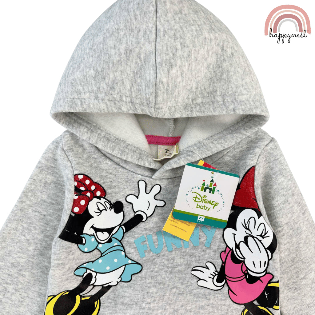 Minnie Baby Girl OOTD Set Gray Ruffle Hoodie Jogger Pants Fashion 6-36 Months SS610