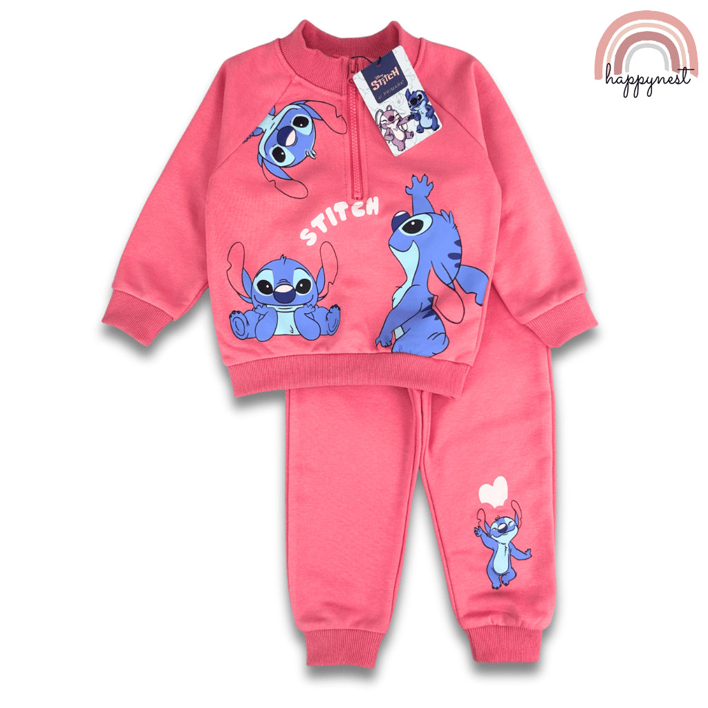 Stitch 2pc Terno Set for Kids Girls Fleece Sweatshirt Trousers Pink 2-8Y SS622