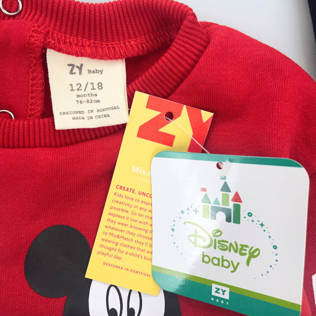 Baby Mickey Terno Set for Boys Fleece Sweatshirt Joggers Red Navy 6-36M SS633