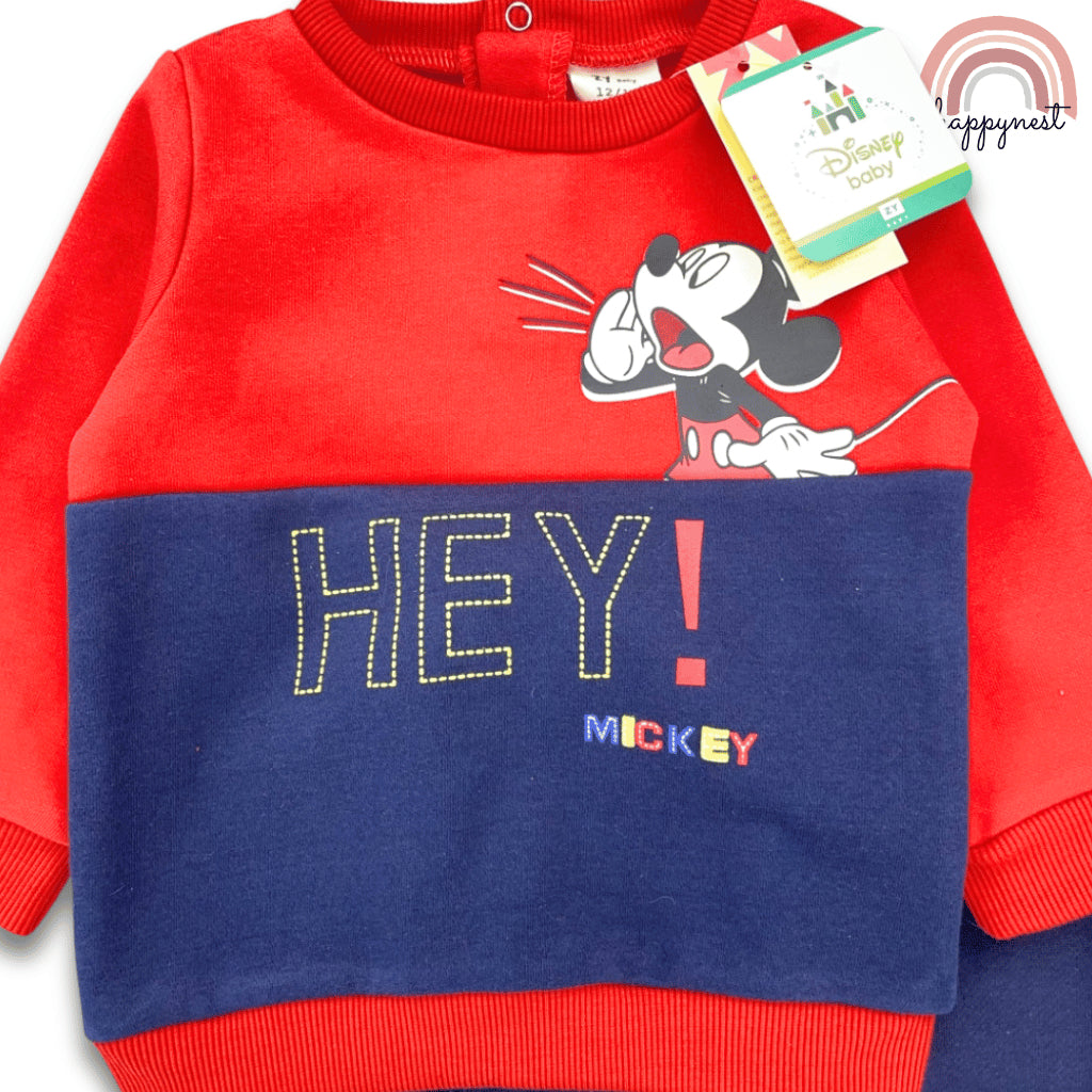 Disney Mickey Terno Set Baby Boys Color Block Sweatshirt Joggers Navy Red 6-36M SS636