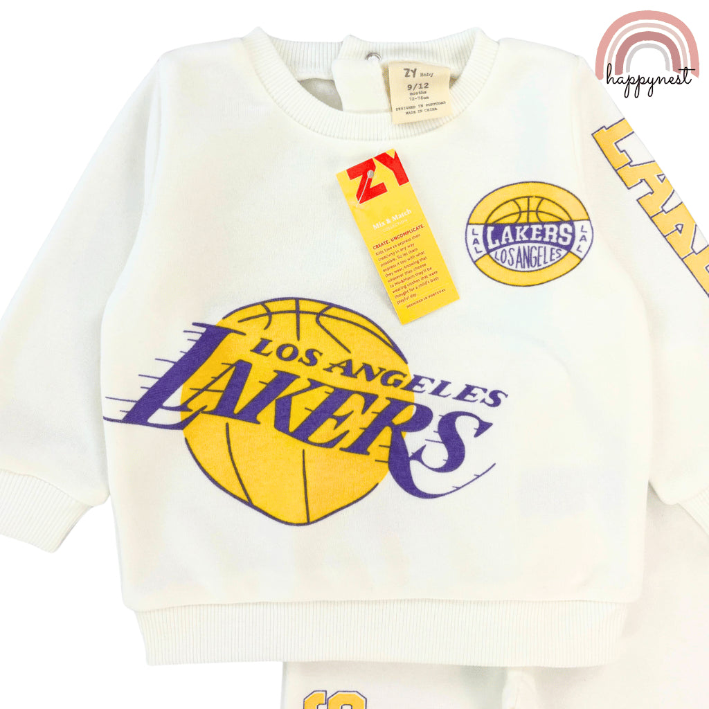 Lakers White Sweatshirt & Pants Set for Boys 6-36M SS638