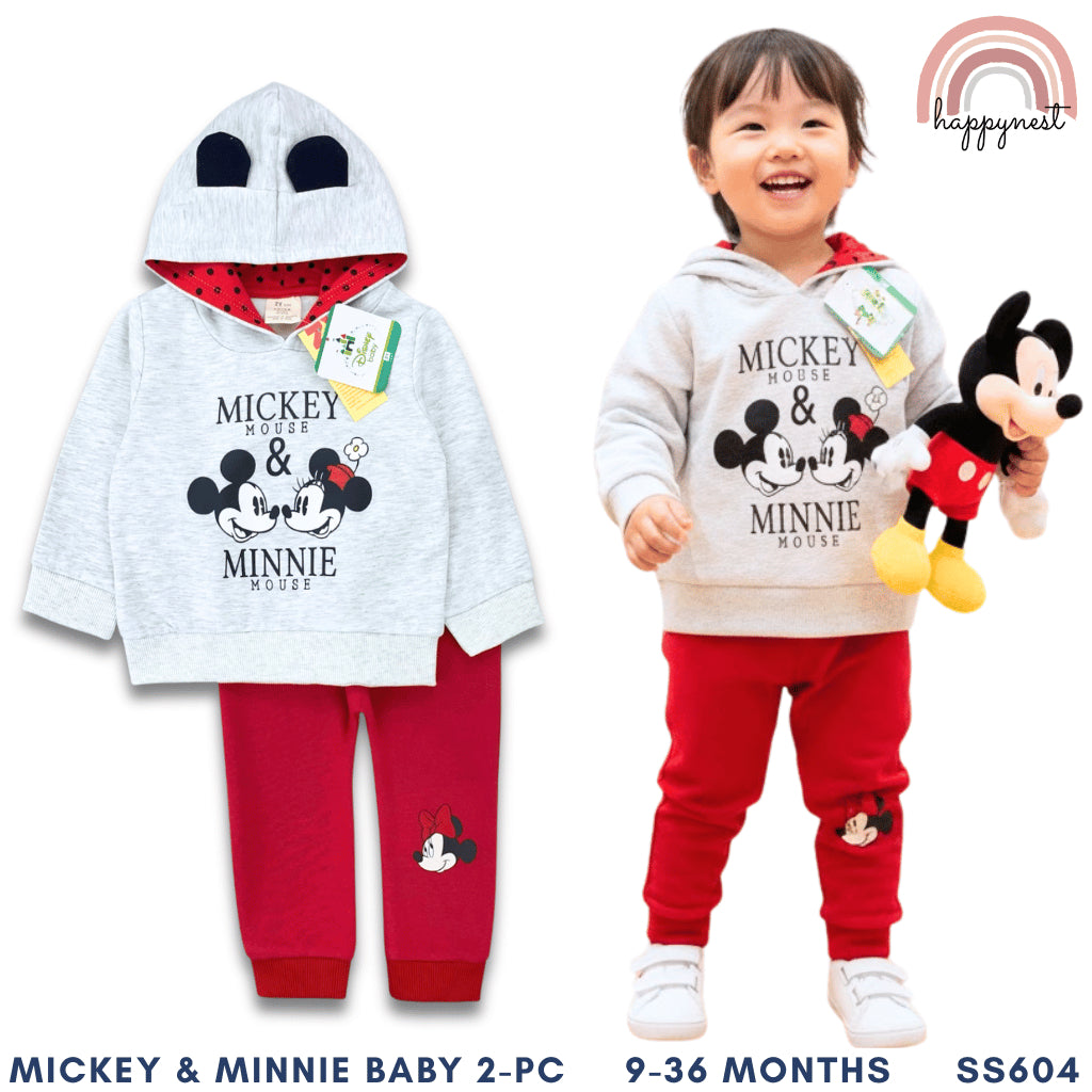 Mickey Minnie Baby 2PC Gray Red Hoodie Jogger Pants Girls 6-36 Months SS604