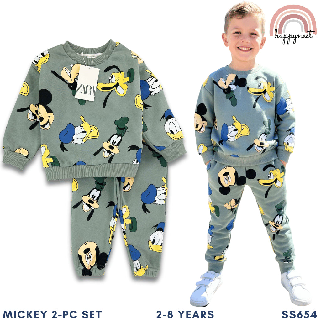 Disney Mickey Mouse & Friends Terno Set Green Sweatshirt Jogger 2-8y SS654