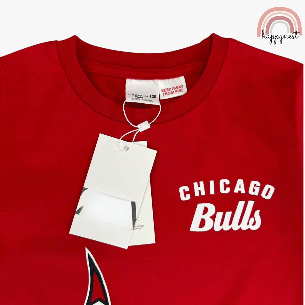 Chicago Bulls Kids 2-Pc Outfit Set - Red Graphic Tee & Denim Shorts (Ages 2-10) AA469