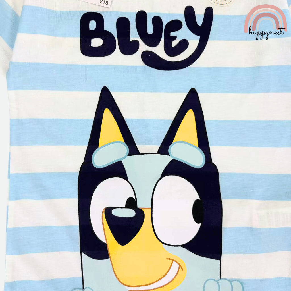 Kids Bluey Stripes 2-Pc Set - Striped Tee & Printed Shorts (Ages 2-10) AA470