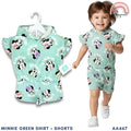 Disney Minnie Mouse Girls 2-Pc Ruffle Hoodie & Shorts Set | Soft Mint Green | 1-4 Years (AA467)