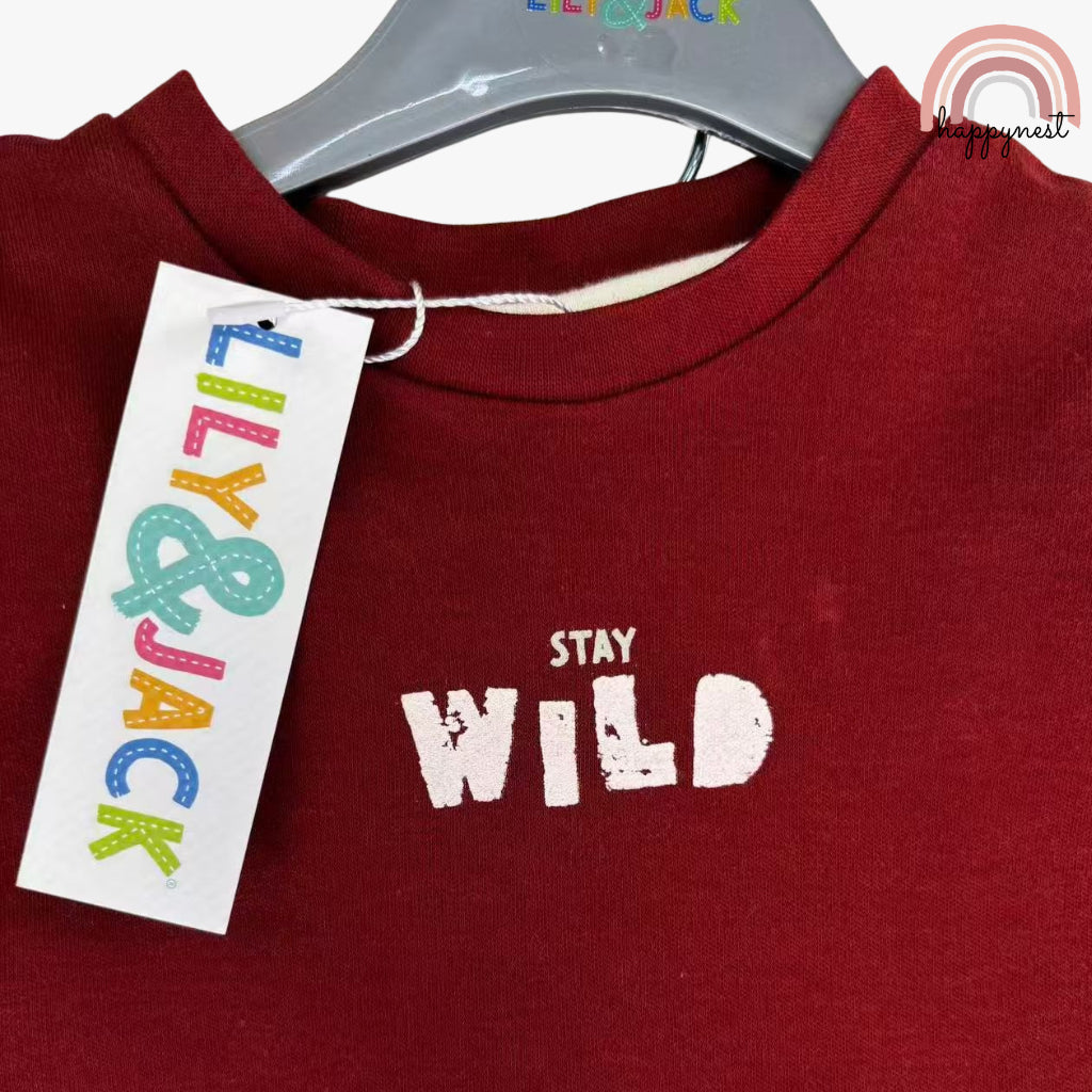 Lily & Jack Boys 2-Pc "Stay Wild" Tee & Cargo Jogger Set | 2-4 Years (AA477)