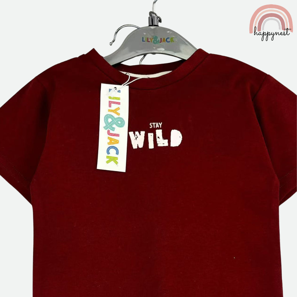 Lily & Jack Boys 2-Pc "Stay Wild" Tee & Cargo Jogger Set | 2-4 Years (AA477)