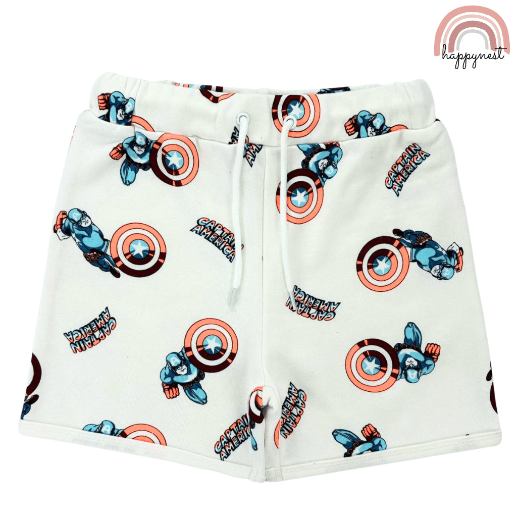 Marvel Captain America Boys 2-Pc T-Shirt & Shorts Set | Heroic All-Over Print | 2-10 Years (AA485)