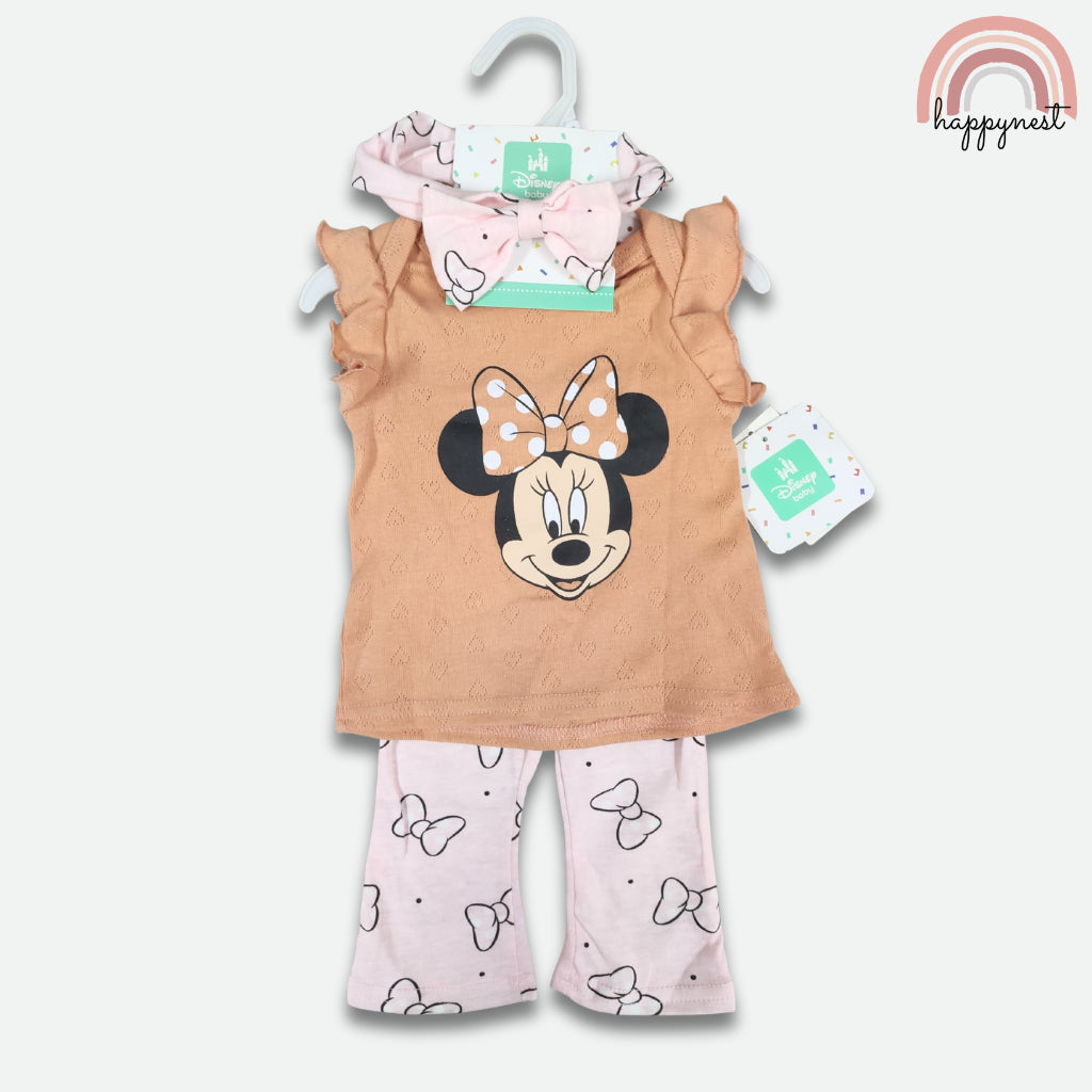 Minnie Baby Girl 3-Pc Flutter Set | Tan & Pink | 3 - 24 Months | B72