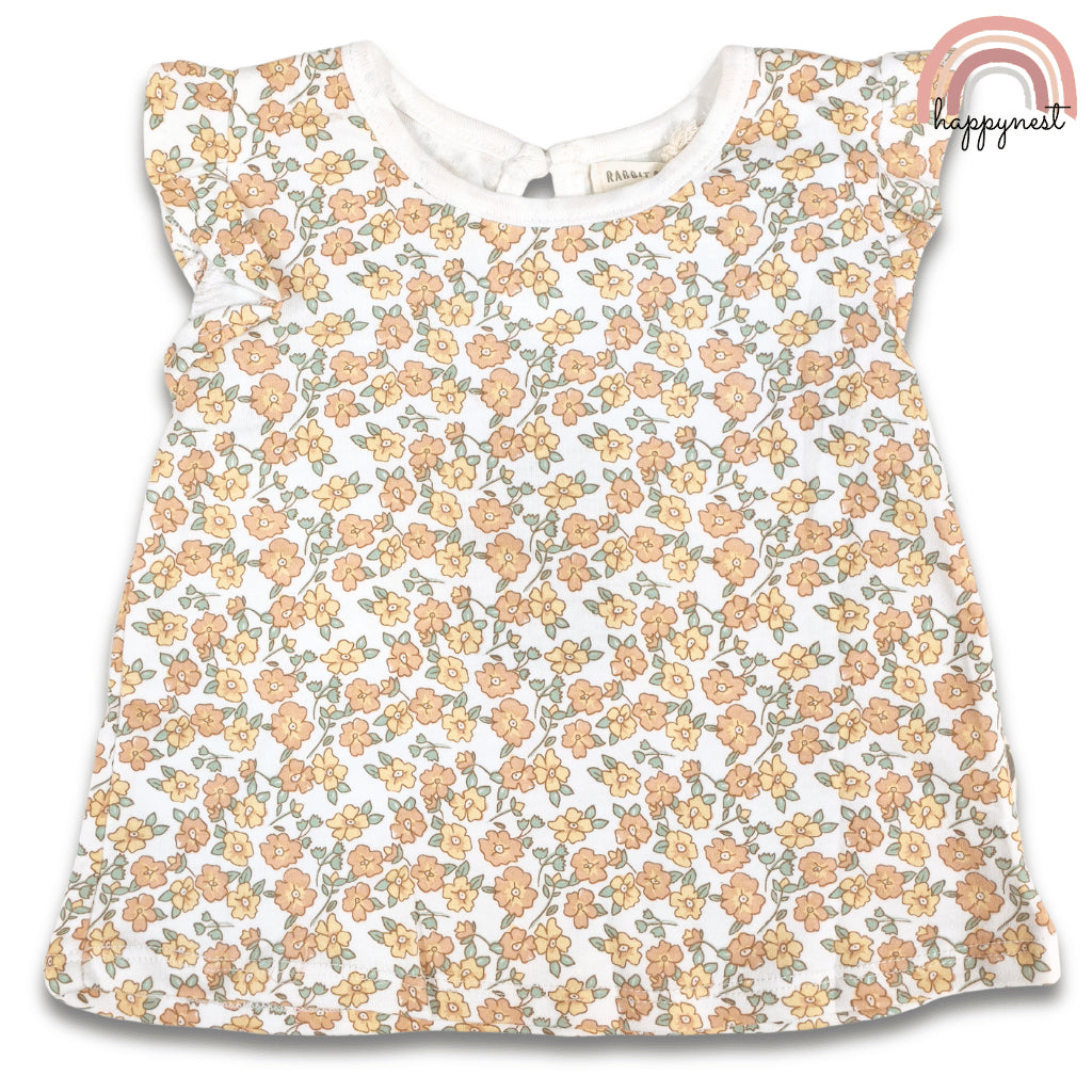 Rabbit Bear Floral Garden 2-PC Ruffle Tee & Pants (AA497) | 2-6Y