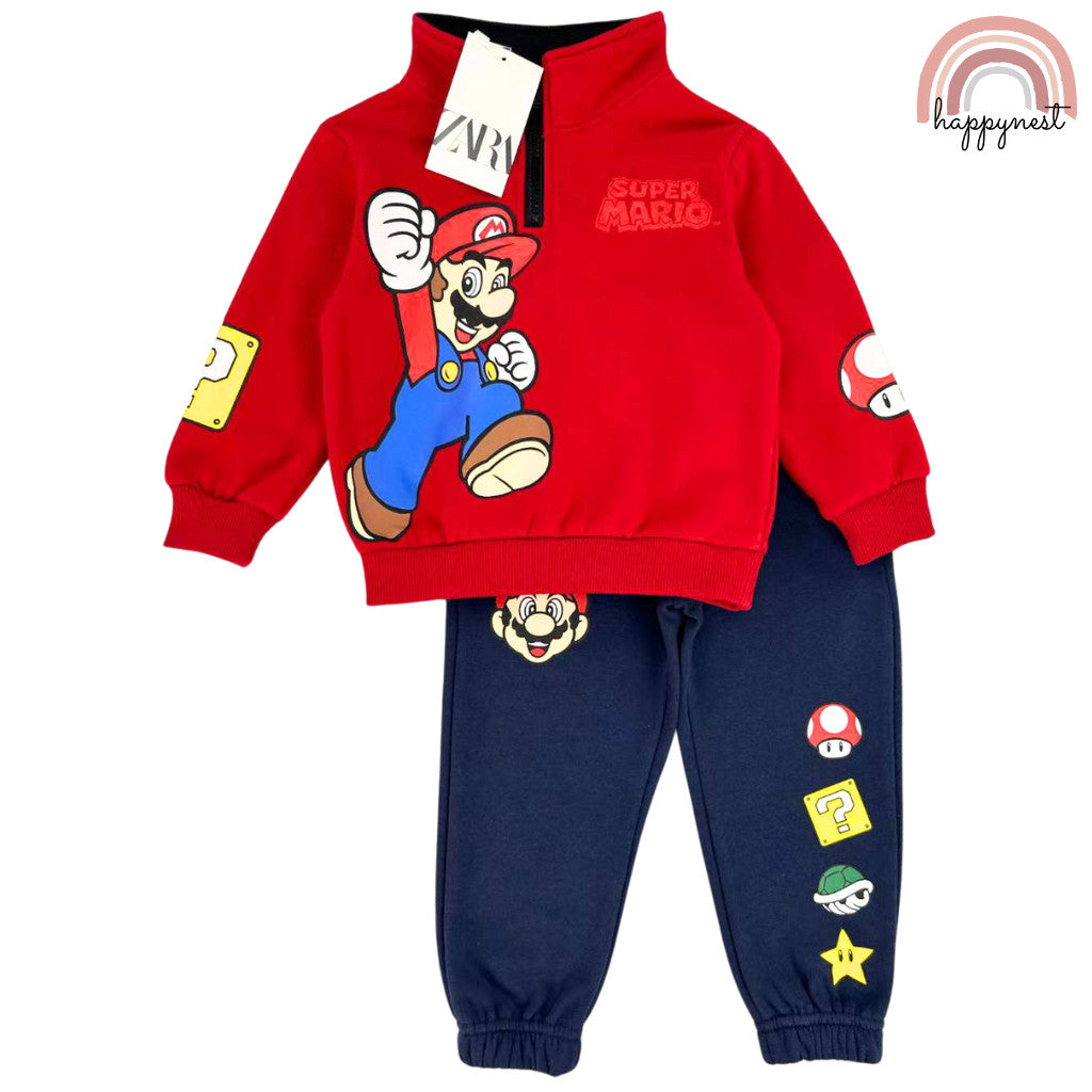 HM Super Mario Hoodie Zipper Nintendo Red Pullover Boys Terno OOTD 2 - 8 Years Old SS244
