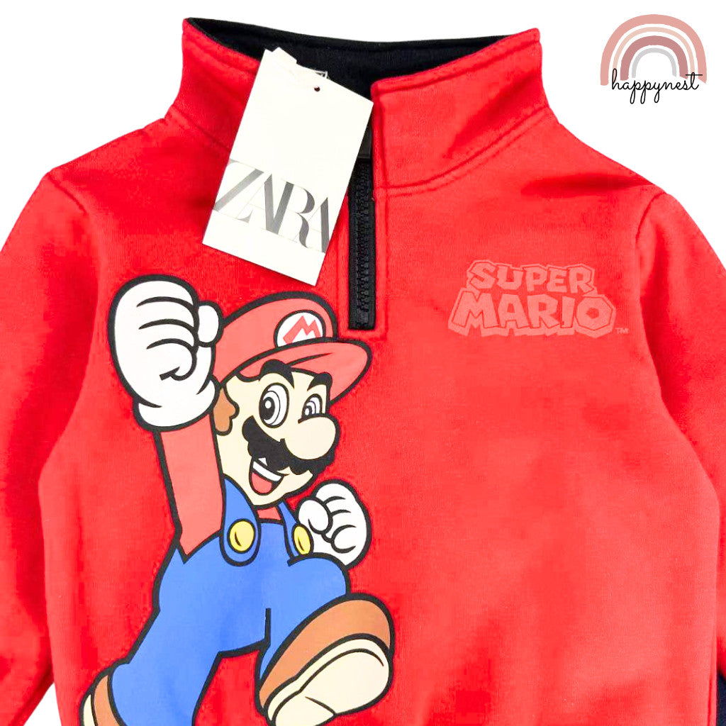 HM Super Mario Hoodie Zipper Nintendo Red Pullover Boys Terno OOTD 2 - 8 Years Old SS244