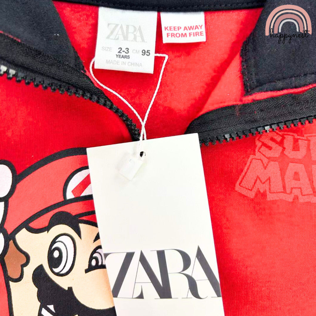 HM Super Mario Hoodie Zipper Nintendo Red Pullover Boys Terno OOTD 2 - 8 Years Old SS244